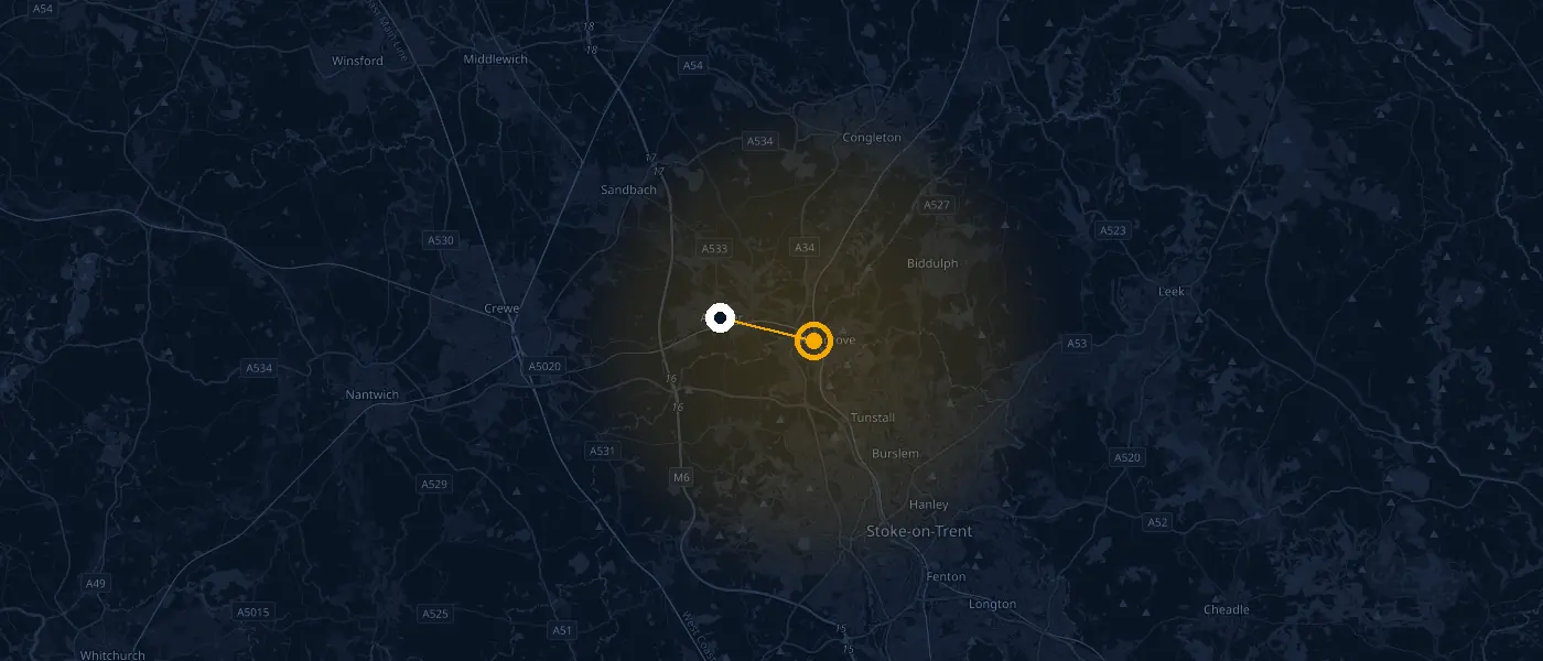 Coverage map: Auto Lock And Key travels from our Kidsgrove unit to Alsager