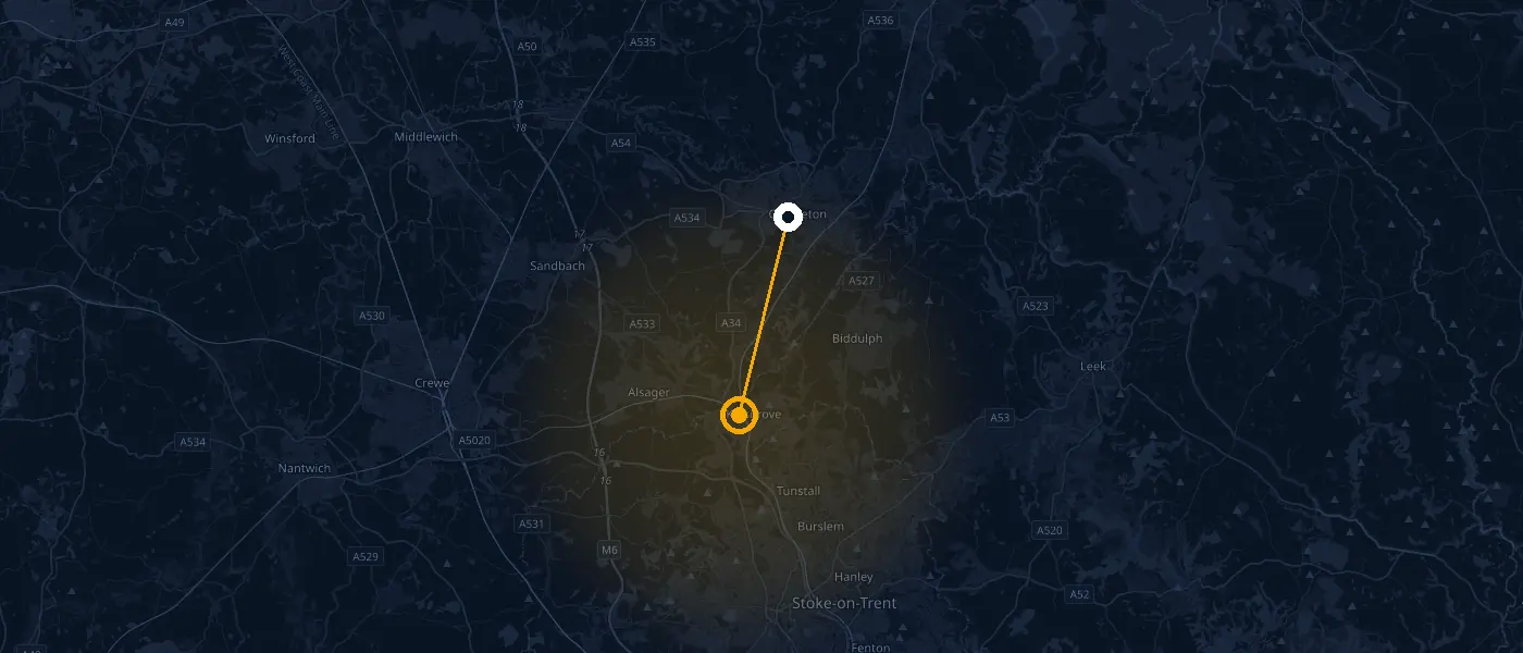 Coverage map: Auto Lock And Key travels from our Kidsgrove unit to Congleton