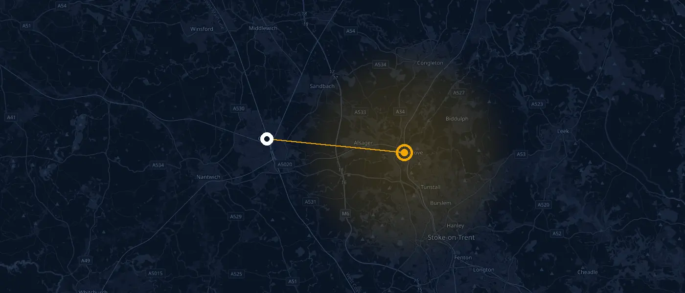 Coverage map: Auto Lock And Key travels from our Kidsgrove unit to Crewe