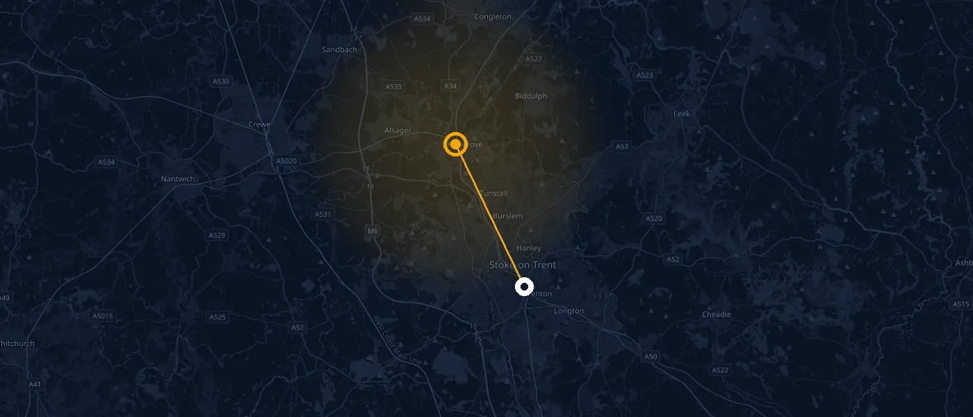 Coverage map: Auto Lock And Key travels from our Kidsgrove unit to Stoke-on-Trent