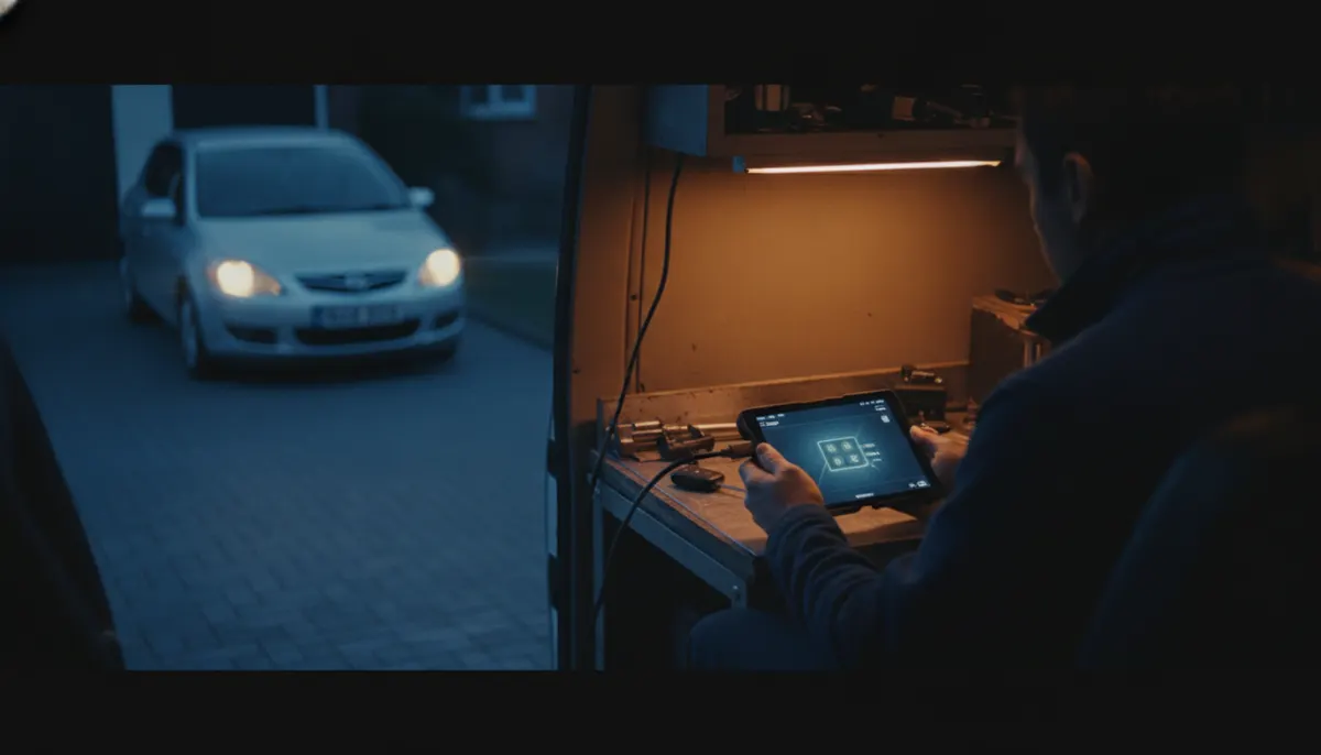 The Auto Lock And Key van on a job at dusk
